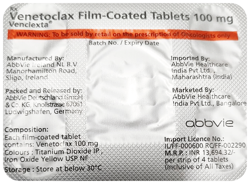 Venclexta 100 mg pack, venetoclax by AbbVie